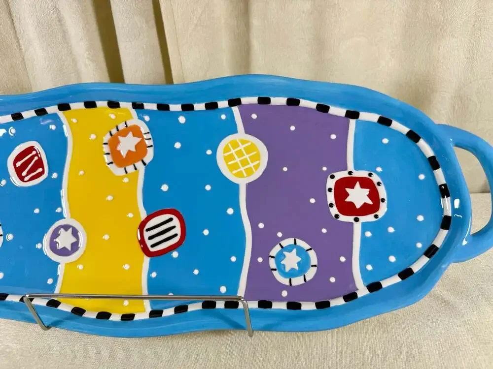Bella Casa by Ganz Temptations Collection Colorful Abstract Serving Bread Tray